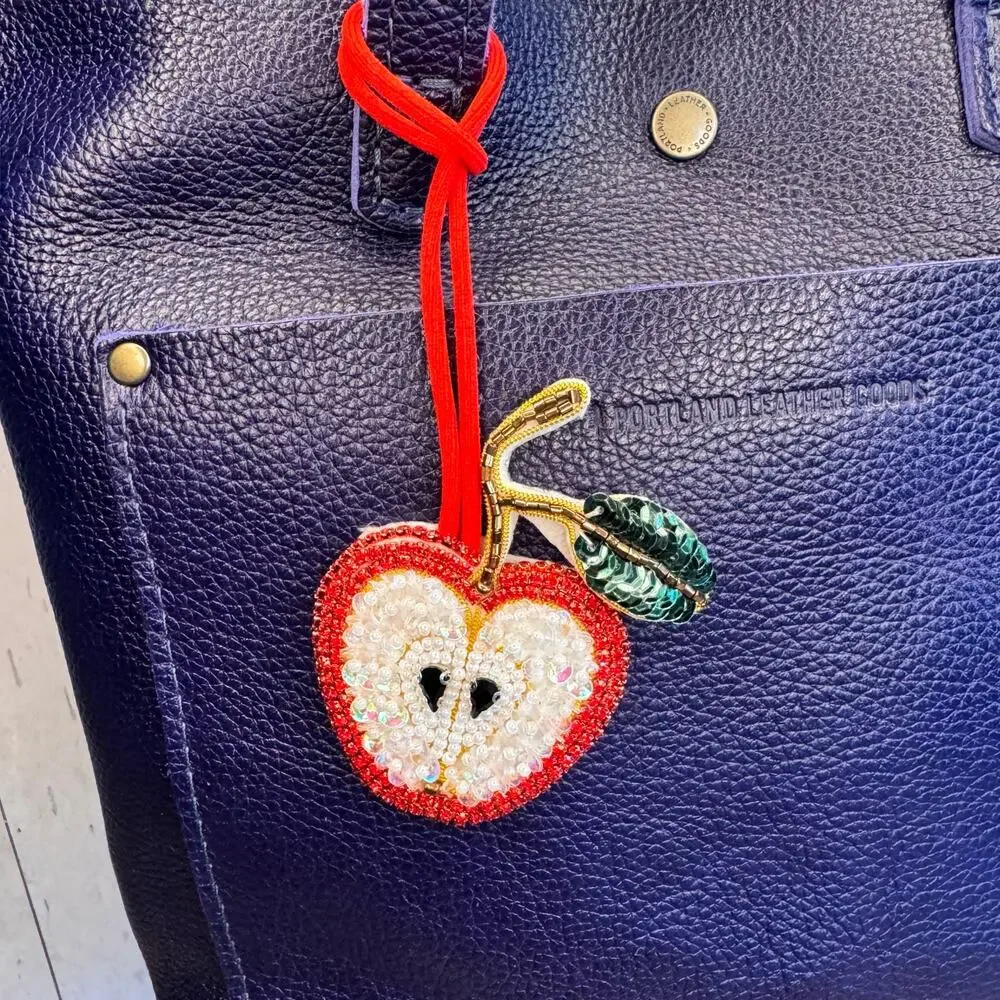 Apple Bag Charm Red Apple Fruit Purse Charm NEW FAST SHIP Beaded Charms